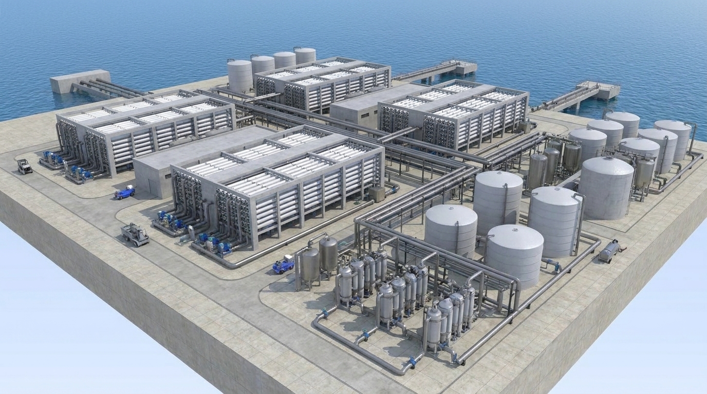 SWRO membrane array / containerised desalination unit