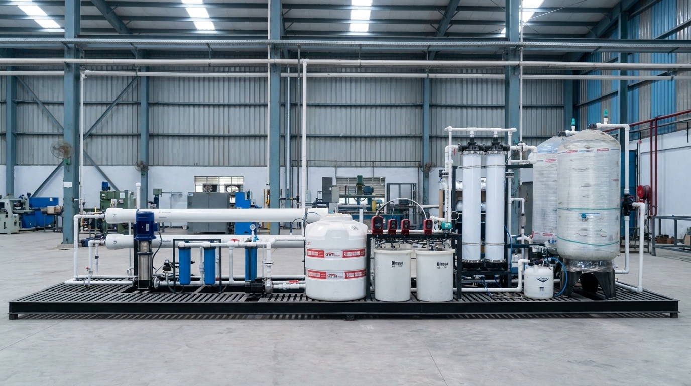Skid-mounted treatment plant in final assembly at SR Paryavaran Engineers